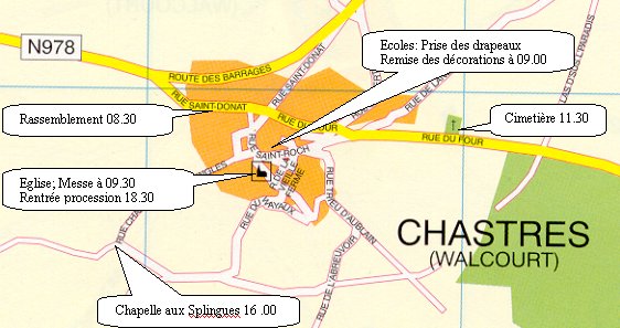 Plan du village et horaire des moments pricipaux